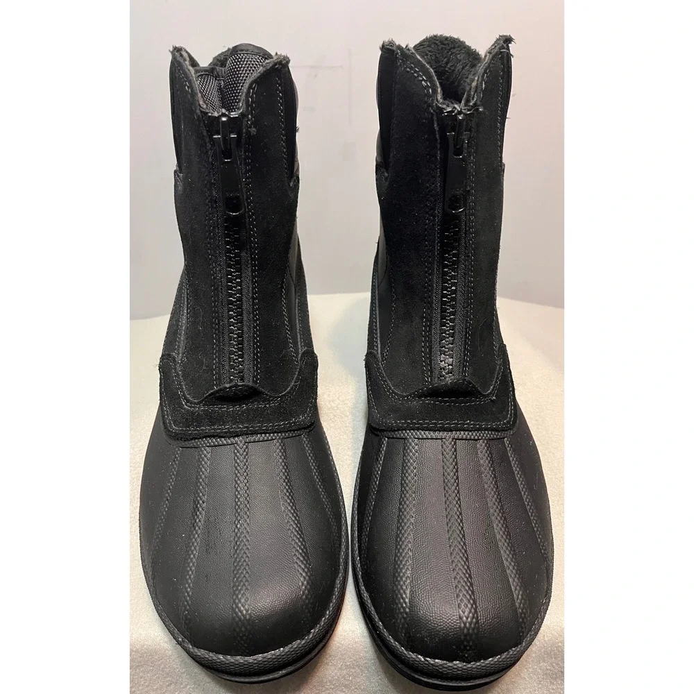 Nortiv8 Mens Waterproof Winter Snow Boots Black Front Zip‎ Faux Fur Lined Sz 15